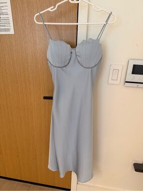 Light Blue Scallop Bust Slip Dress small